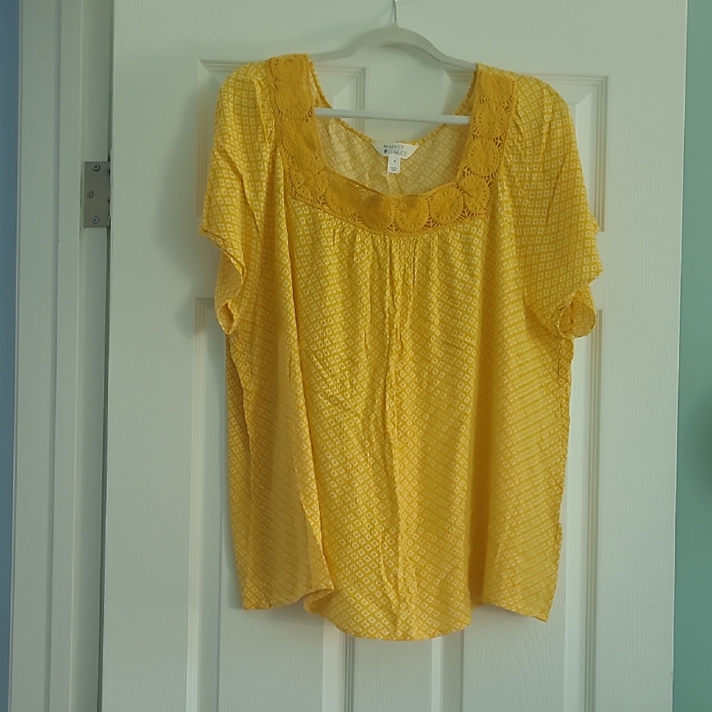 Market & Spruce Yellow Lace Women's Blouse